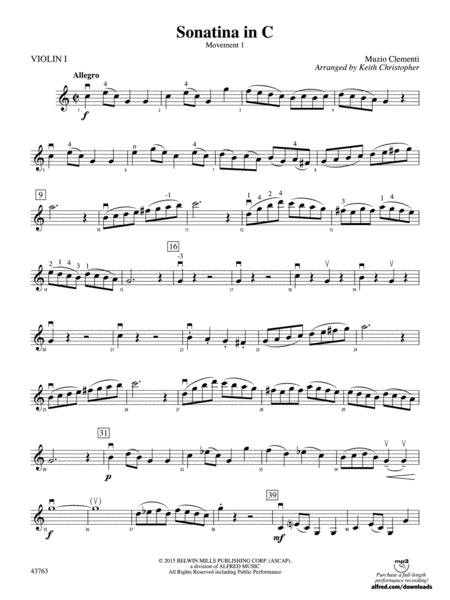 Sonatina in C: 1st Violin