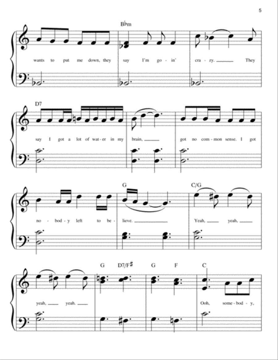 Somebody To Love Easy Piano scores gallery preview page 5