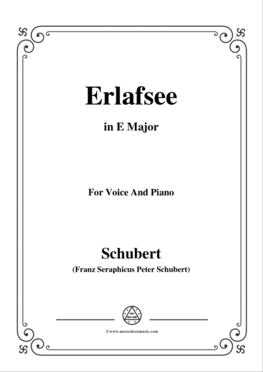 Schubert-Erlafsee,Op.8 No.3,in E Major,for Voice&Piano Voice scores gallery preview page 1