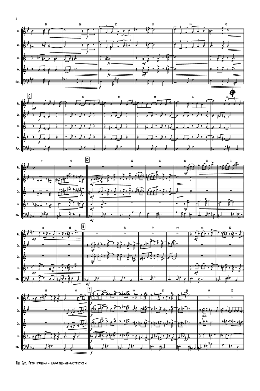 The Girl From Ipanema (Garota De Ipanema) Woodwind Quintet scores gallery preview page 3