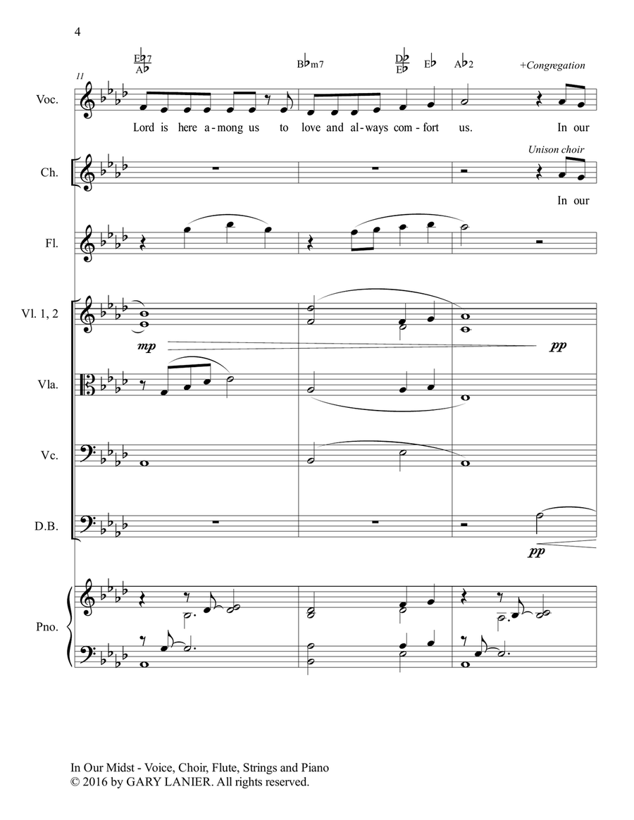Gary Lanier: IN OUR MIDST (Worship - For Voice, Choir, Flute, String Orchestra and Piano with Parts) Choir scores gallery preview page 5