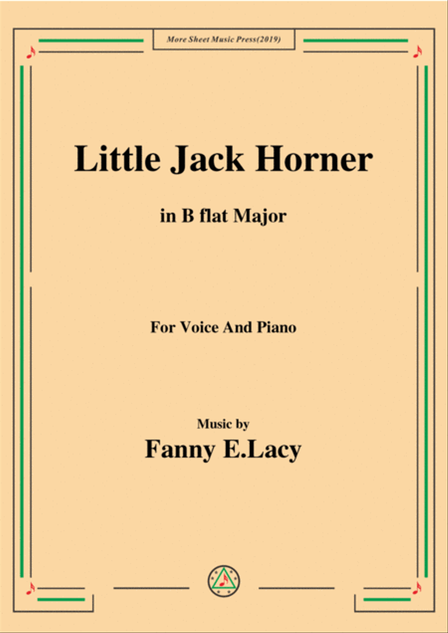 Fanny E.Lacy-Little Jack Horner,in B flat Major,for Voice and Piano Voice Solo scores gallery preview page 1