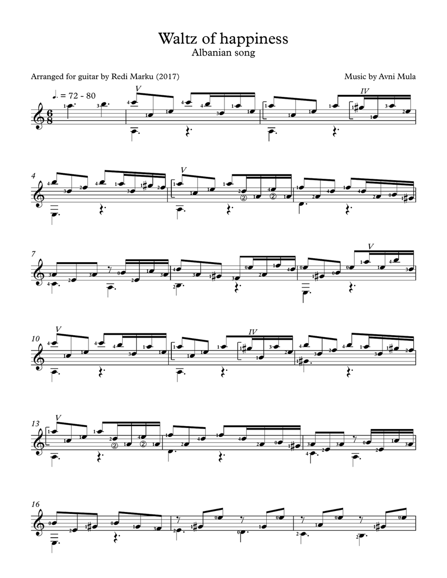 Waltz of happiness Waltz of happiness Classical Guitar scores gallery preview page 1