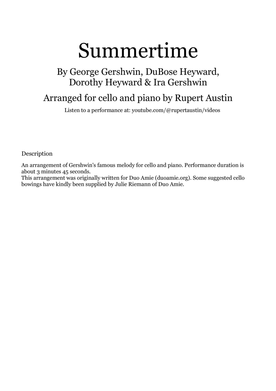 Summertime Summertime Piano scores gallery preview page 1