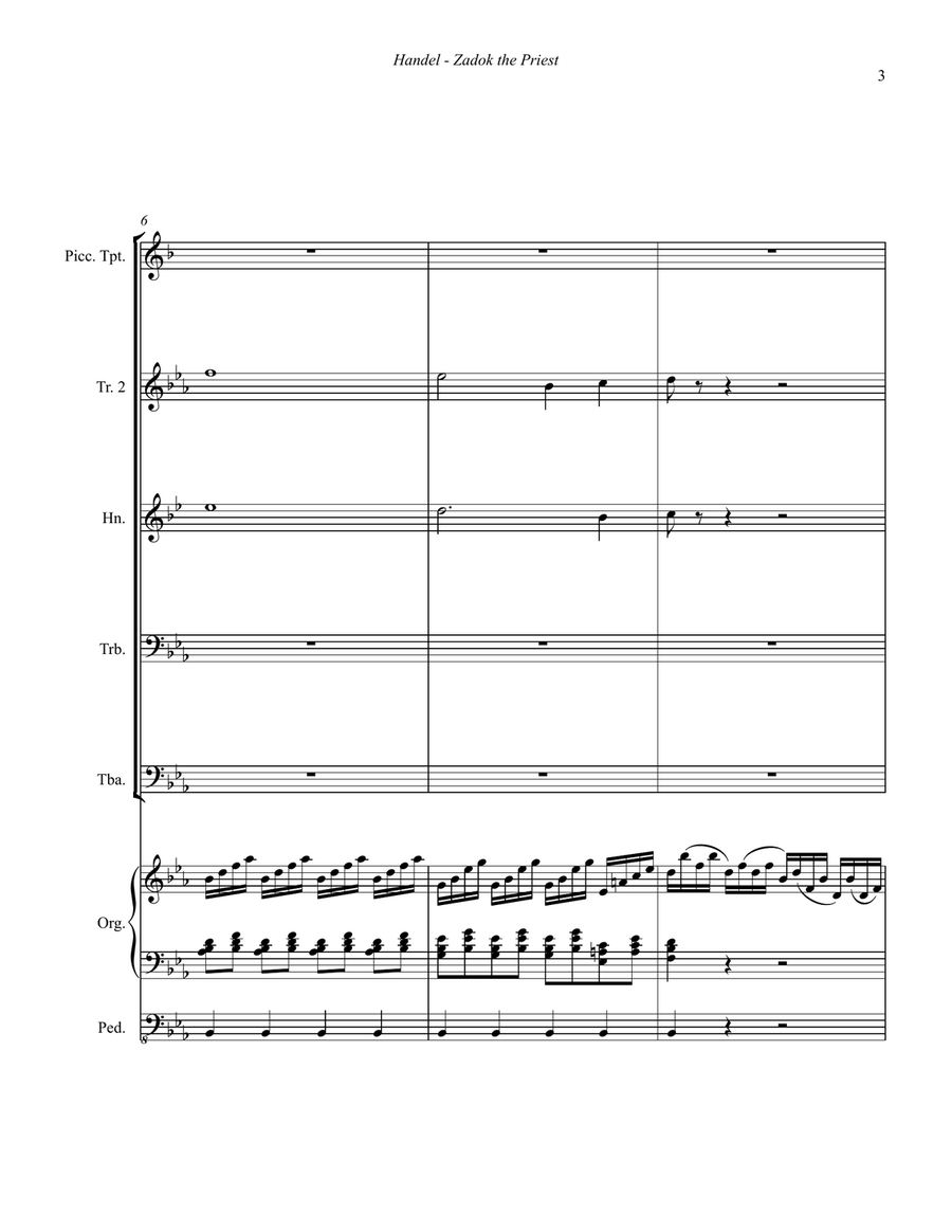 Zadok the Priest for Brass Quintet and Organ Small Ensemble scores gallery preview page 3