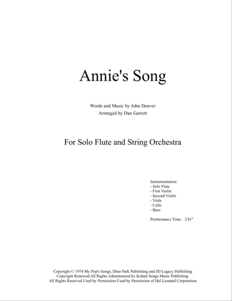 Annie's Song Annie's Song String Orchestra scores gallery preview page 1