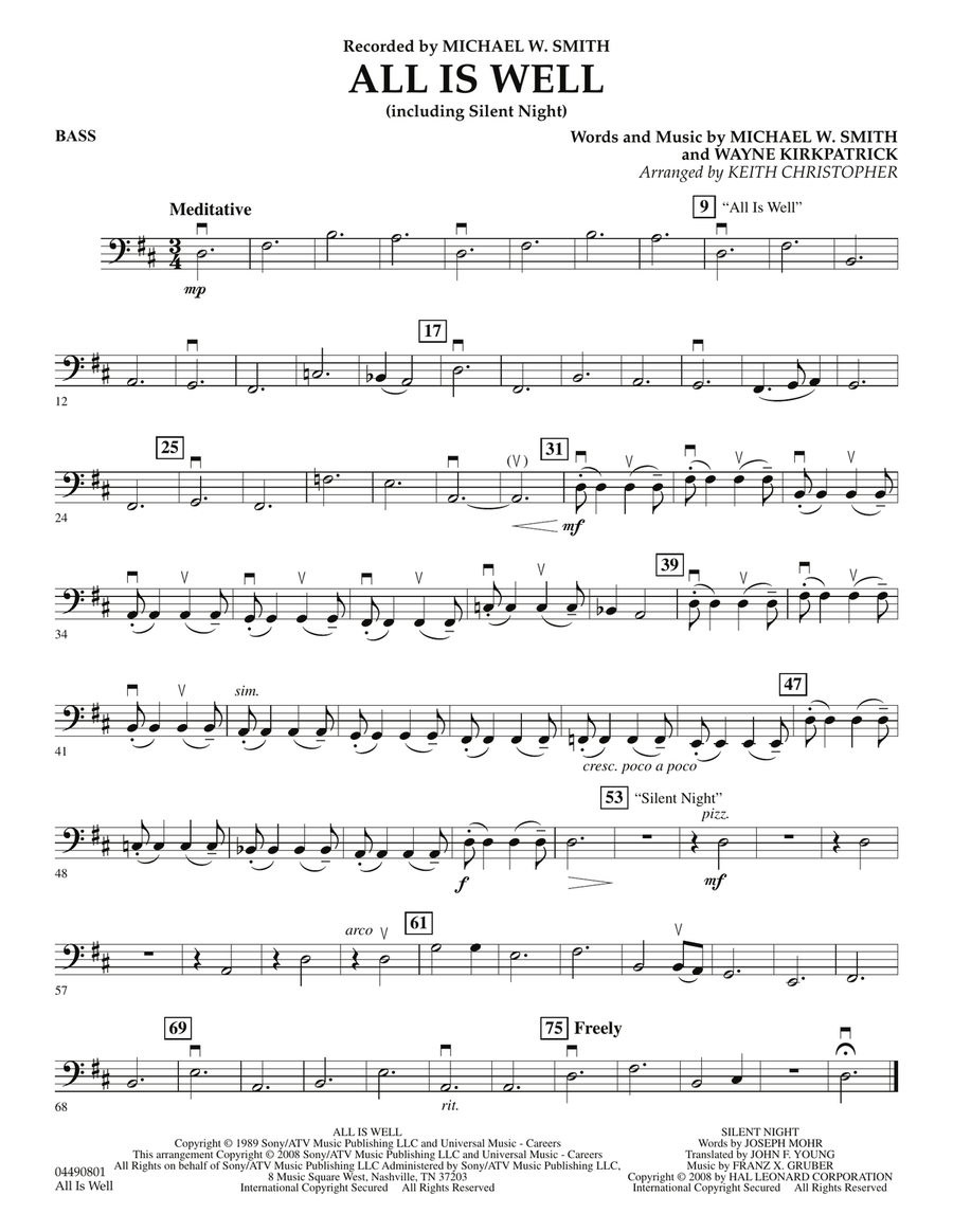 All Is Well (including Silent Night) - String Bass Orchestra scores gallery preview page 1