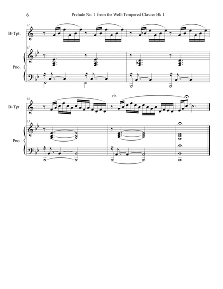 Prelude No.1 from The Well-Tempered Clavier Book 1 BWV 846 (Trumpet Solo) with piano accompaniment image number null