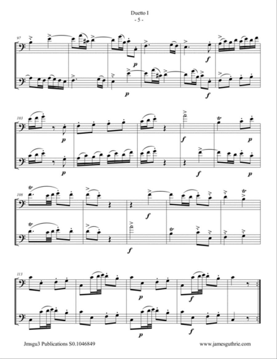 Quantz: Six Duos Op. 2 Complete for Double Bass Duo String Duet scores gallery preview page 5