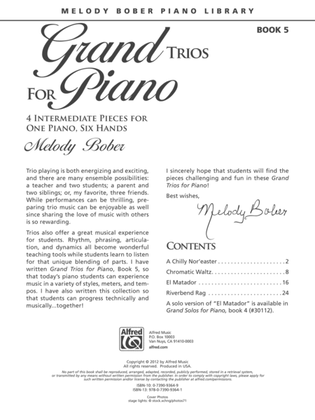 Book cover for Grand Trios for Piano, Book 5: 4 Intermediate Pieces for One Piano, Six Hands