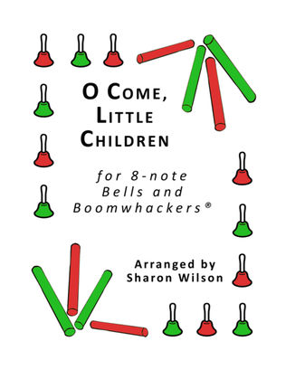 Book cover for “O Come, Little Children” for 8-note Bells and Boomwhackers® (with Black and White Notes)