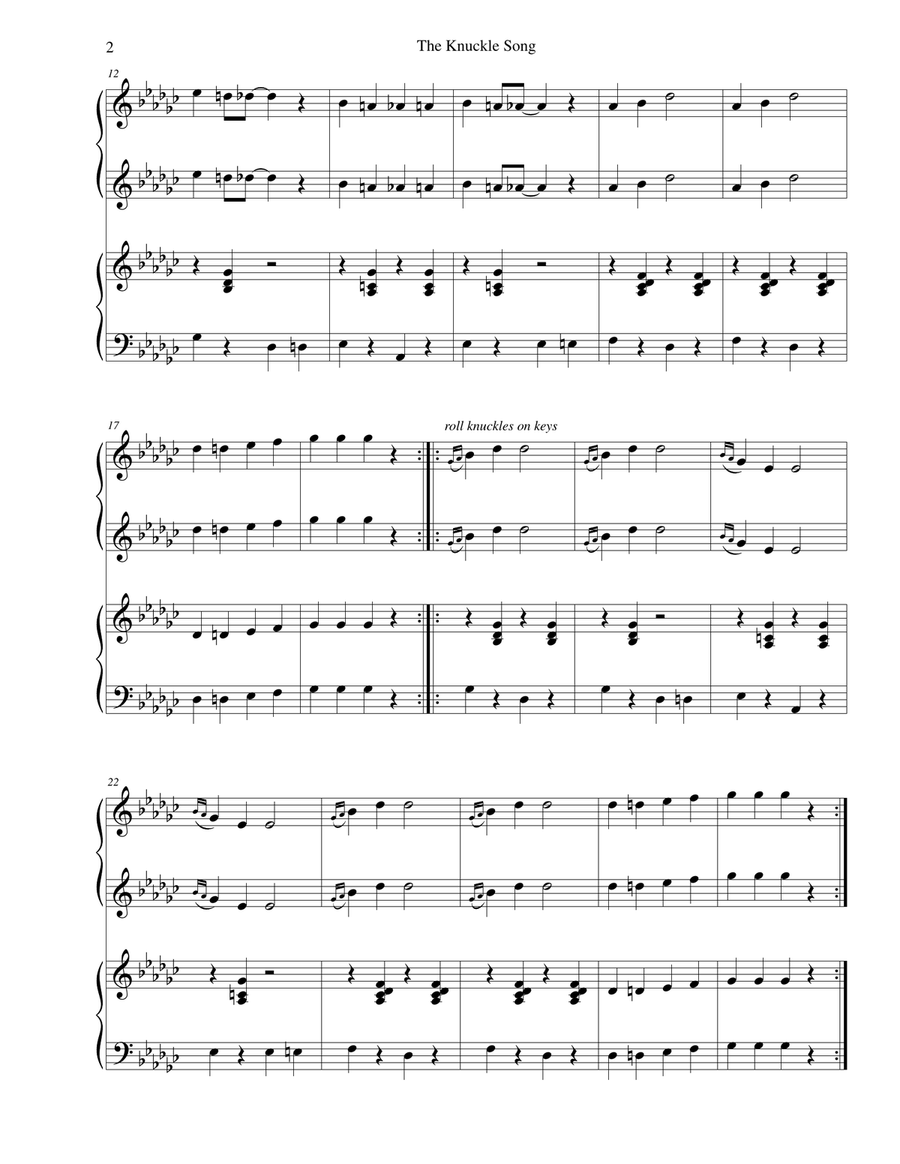 The Knuckle Song - for piano duet Piano Duet scores gallery preview page 2