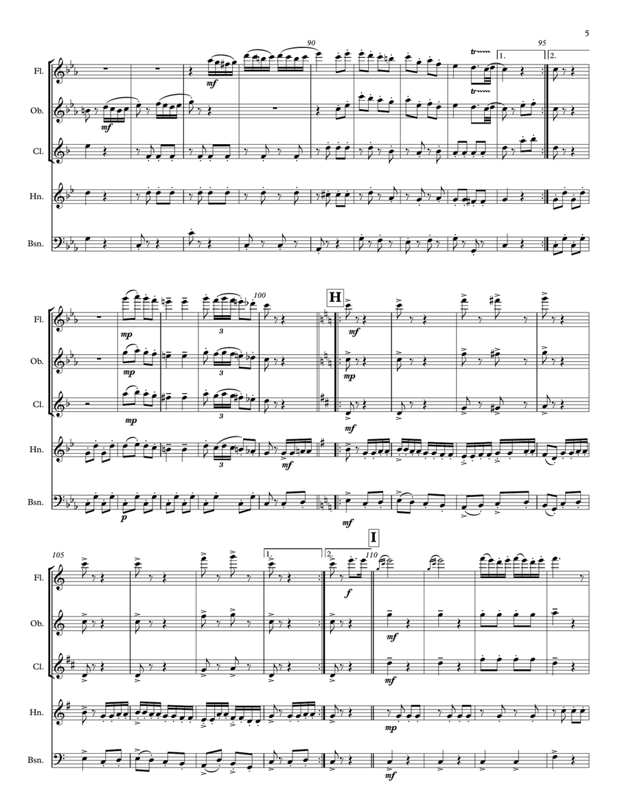 RONDO ALLA TURCA for Woodwind Quintet Woodwind Quintet scores gallery preview page 5