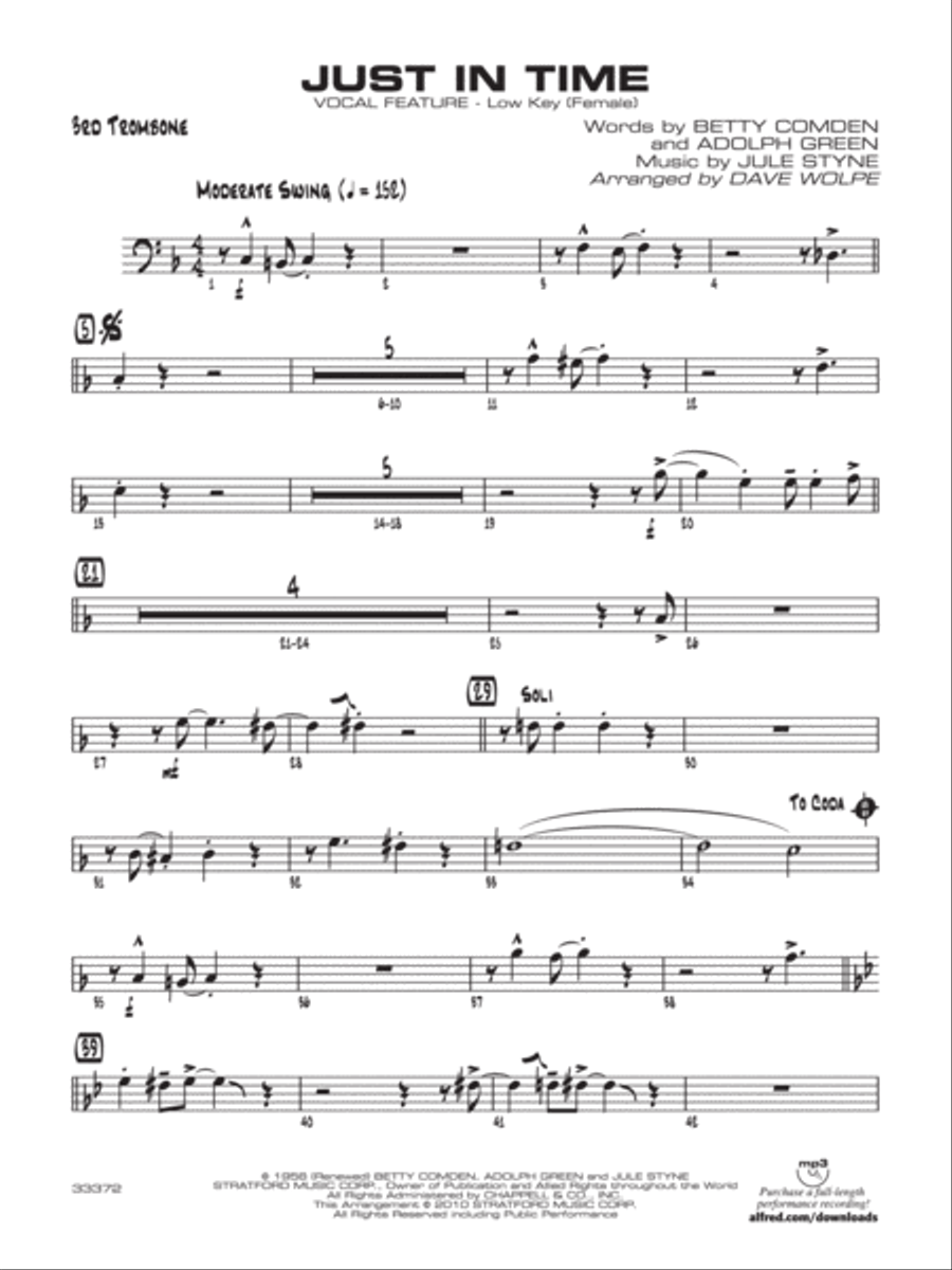 Just in Time: 3rd Trombone Jazz Ensemble scores gallery preview page 1