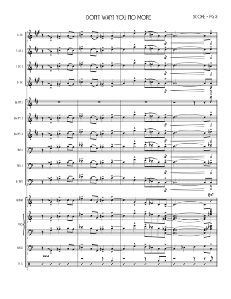 Don't Want You No More Jazz Ensemble scores gallery preview page 3