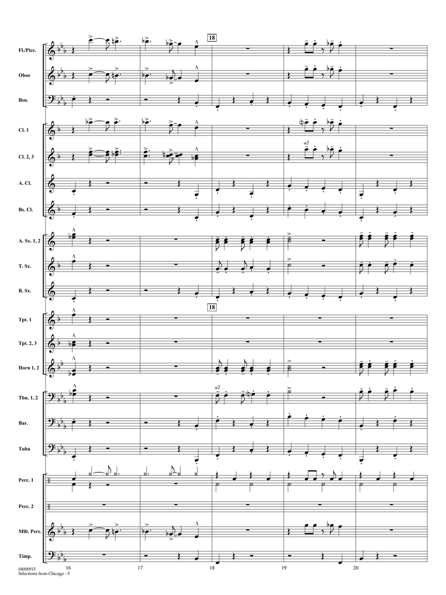 Selections from Chicago (arr. Ted Ricketts) - Full Score Concert Band scores gallery preview page 5