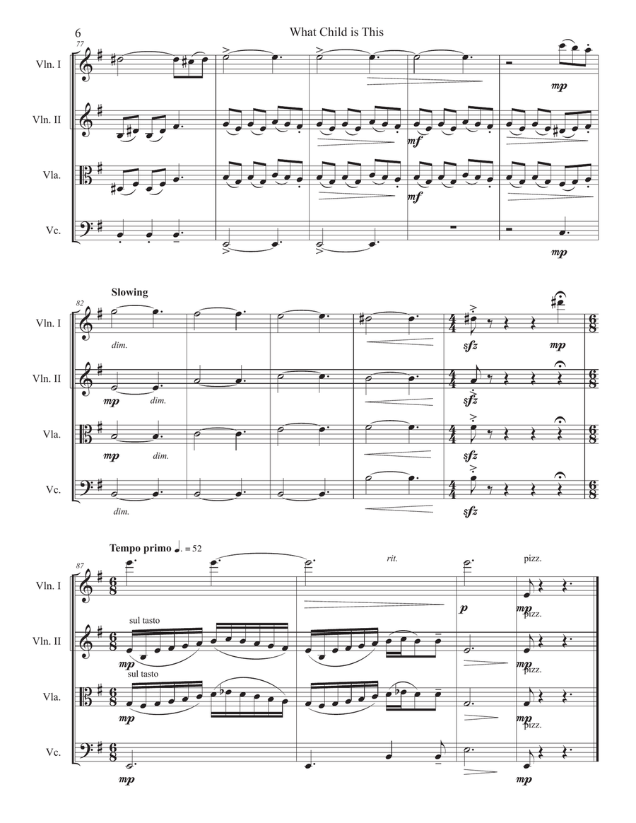 What Child is This - String Quartet String Quartet scores gallery preview page 6