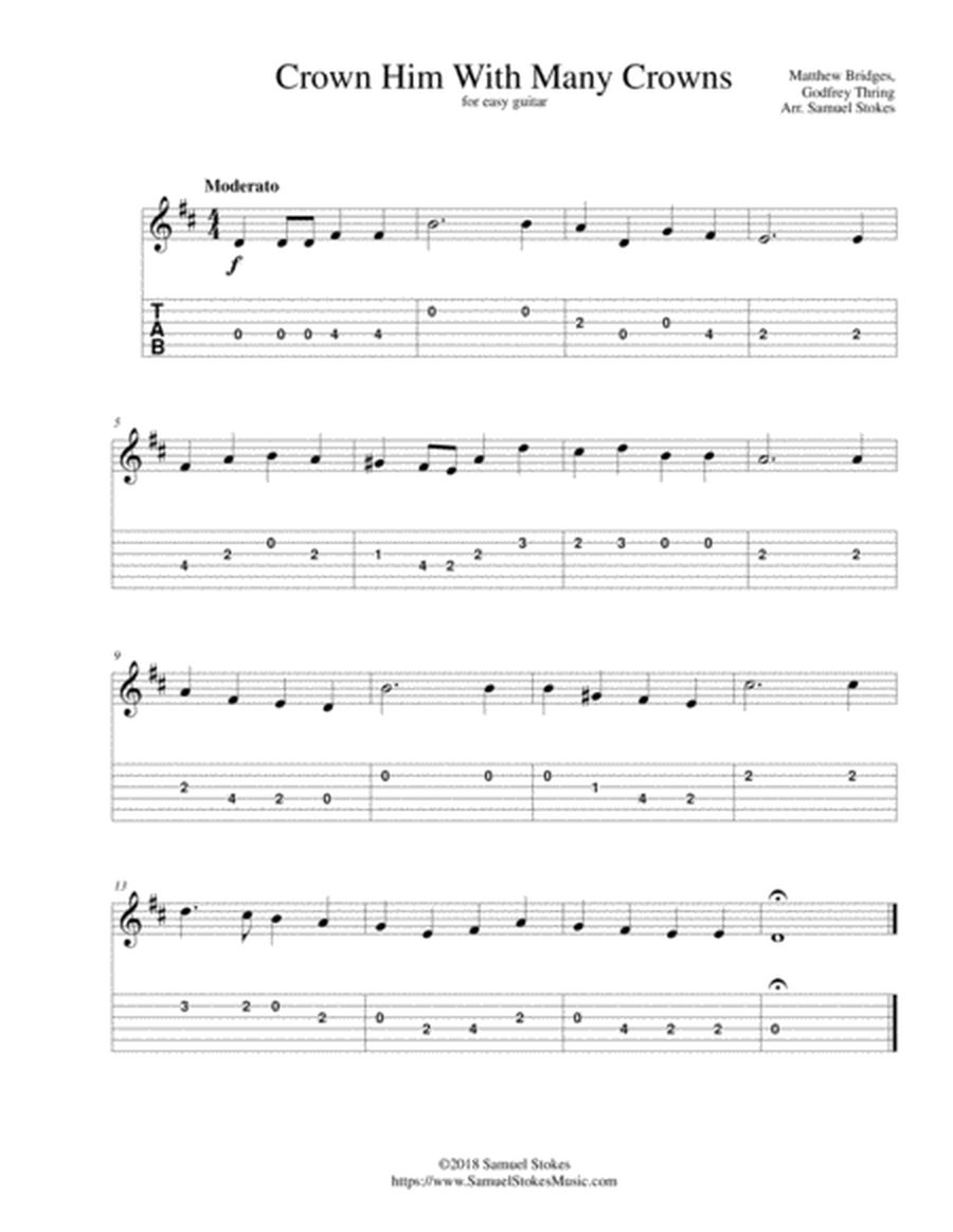 Crown Him With Many Crowns - for easy guitar with TAB image number null