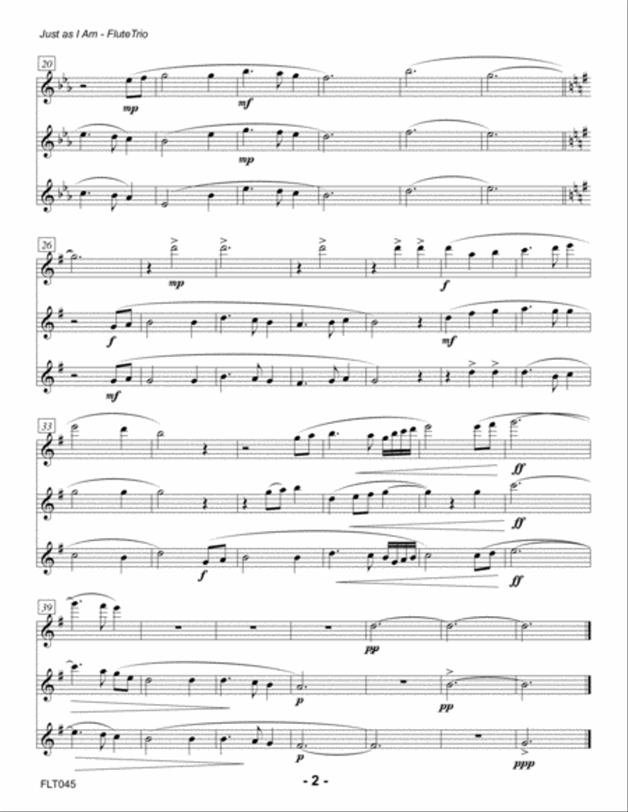 JUST AS I AM - unaccompanied FLUTE TRIO Flute Trio scores gallery preview page 2