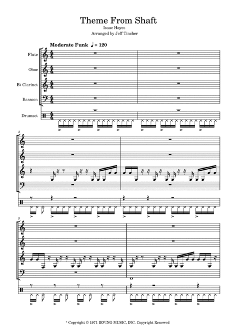 Theme From Shaft Woodwind Quartet scores gallery preview page 2