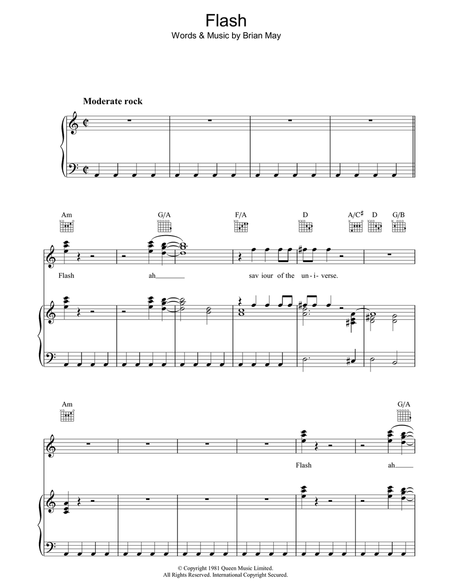 Flash Piano, Vocal, Guitar scores gallery preview page 1