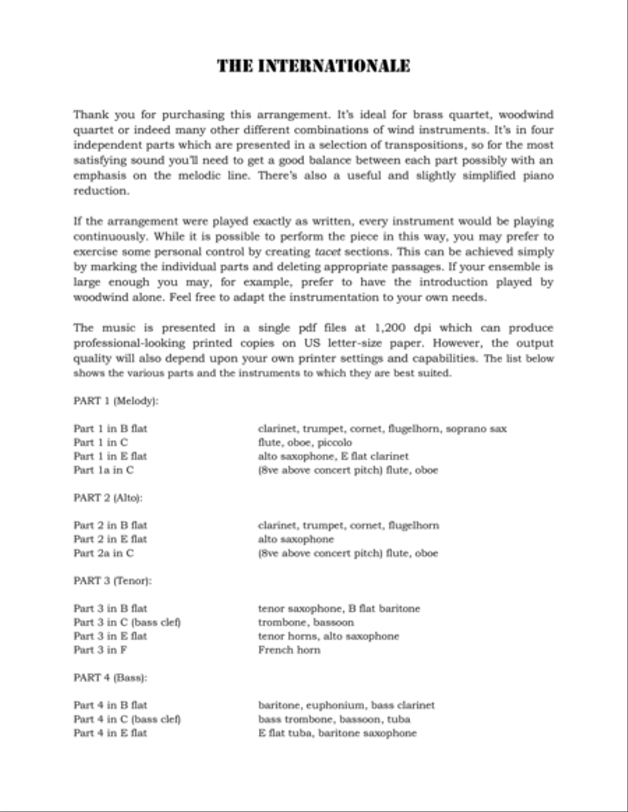 The Internationale (for wind instruments) Concert Band scores gallery preview page 2