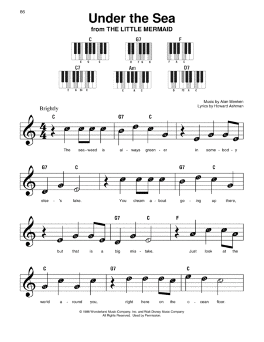 Under The Sea (from The Little Mermaid) Easy Piano scores gallery preview page 1