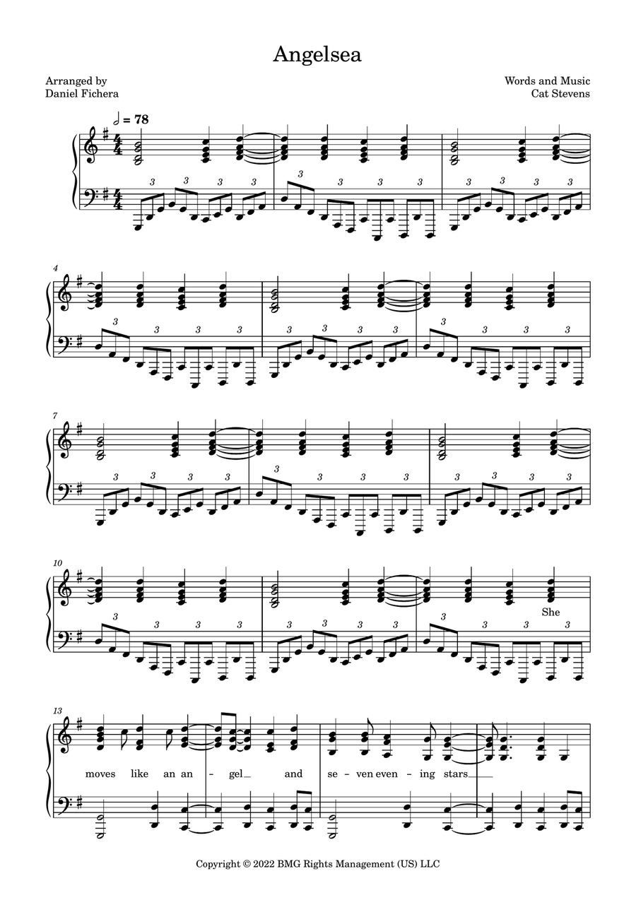 Angelsea Piano Solo scores gallery preview page 1