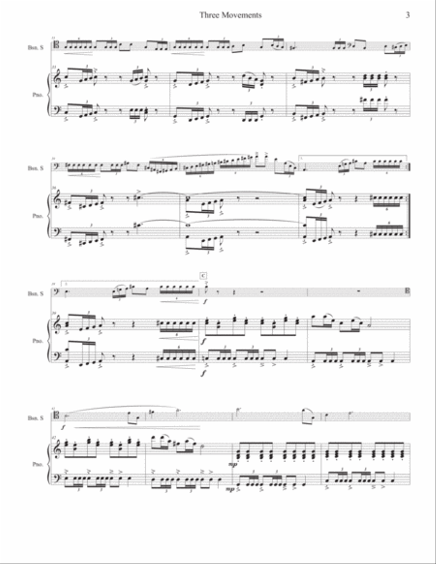 Three Movements (for bassoon and reduction for piano) Bassoon scores gallery preview page 4