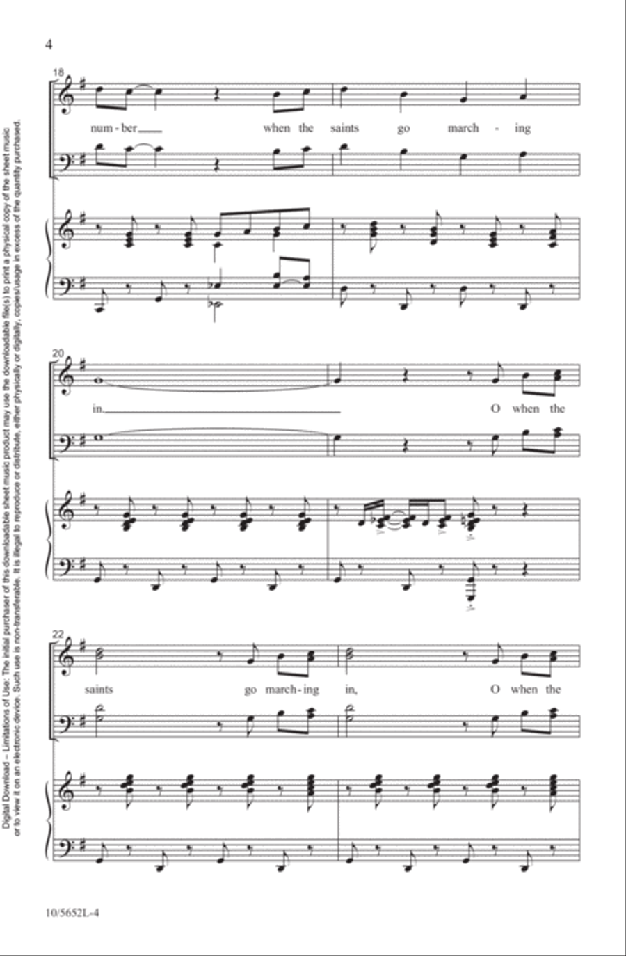 When the Saints Go Marching In 4-Part scores gallery preview page 4