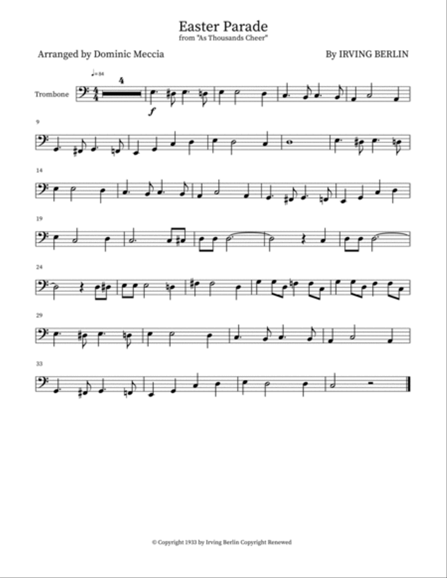 Easter Parade Trombone Duet scores gallery preview page 3