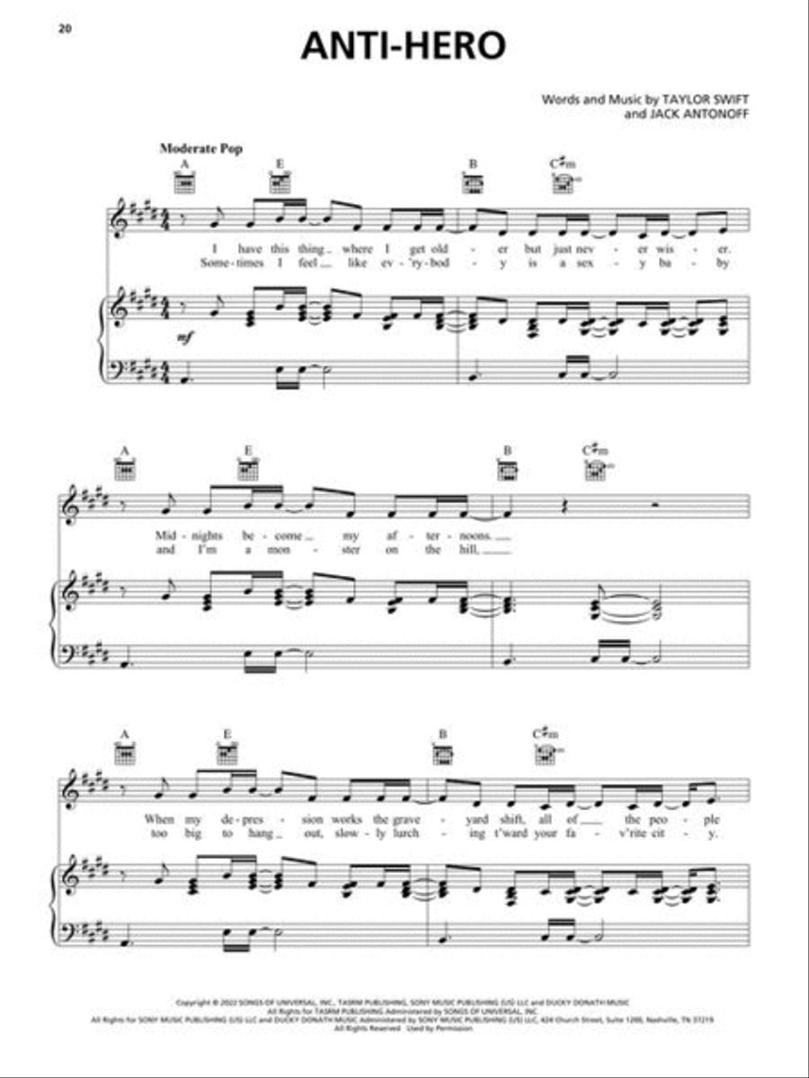 Taylor Swift – Midnights Taylor Swift – Midnights Piano, Vocal, Guitar scores gallery preview page 6