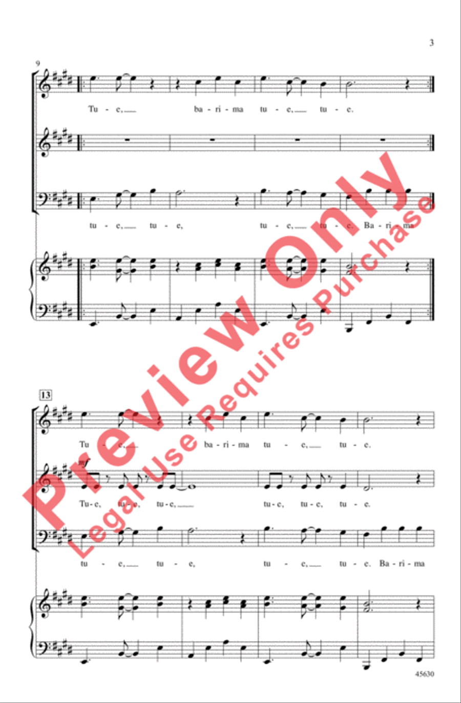 Tue, Tue Tue, Tue 3-Part scores gallery preview page 3