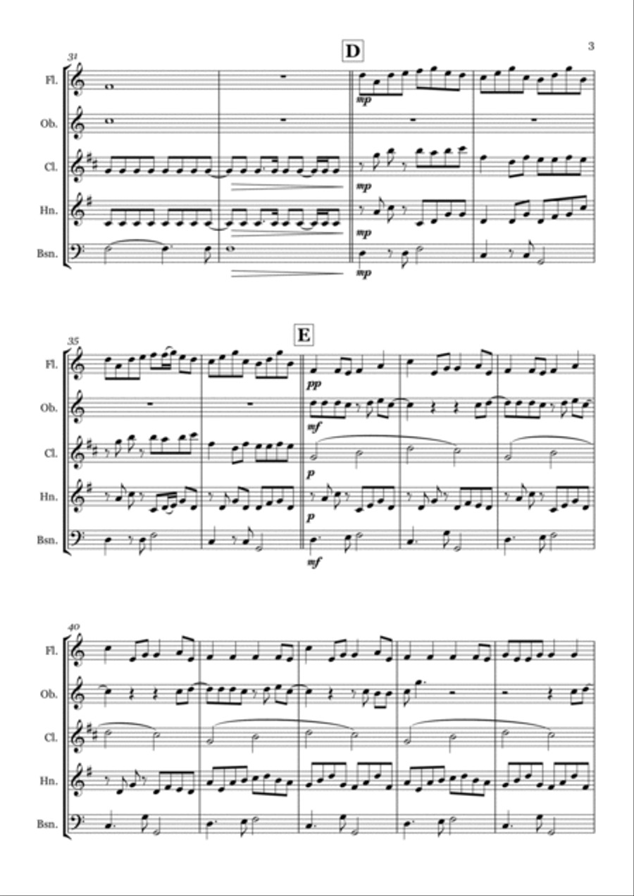When The Stars Go Blue Woodwind Quintet scores gallery preview page 3