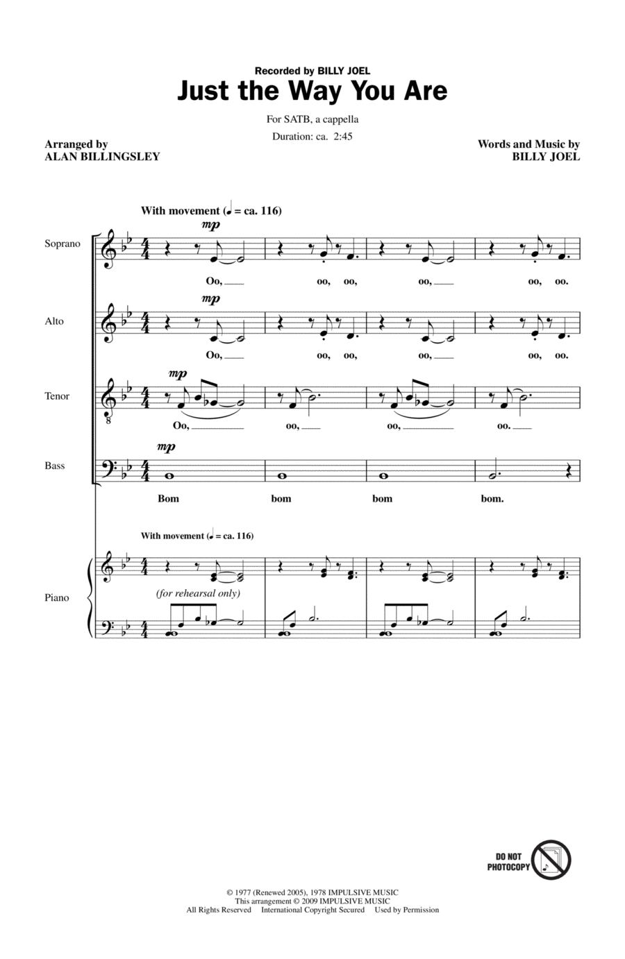 Just The Way You Are 4-Part scores gallery preview page 1