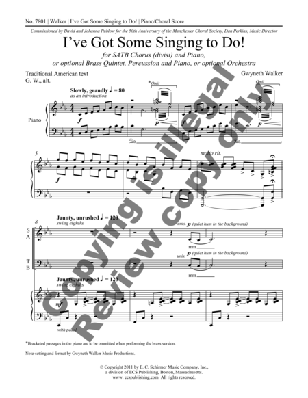I've Got Some Singing to Do! (Piano/Choral Score)