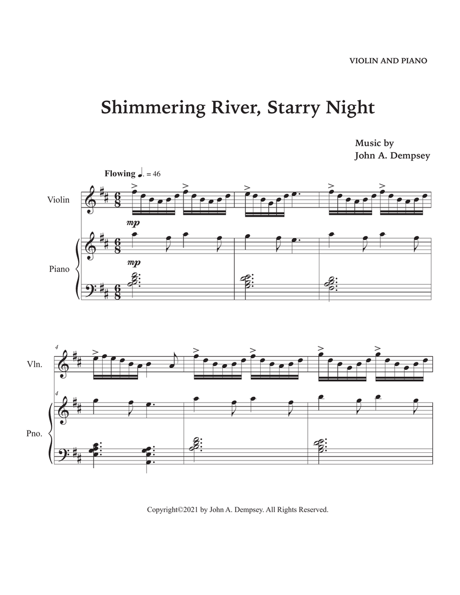 Shimmering River, Starry Night (Violin and Piano) Violin Solo scores gallery preview page 5