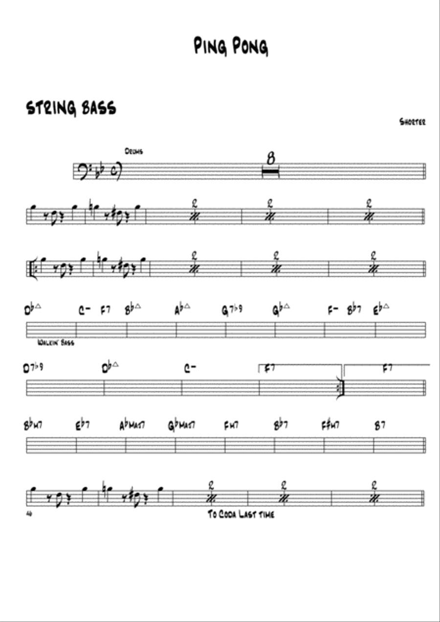 Ping Pong arrangement for jazz band.