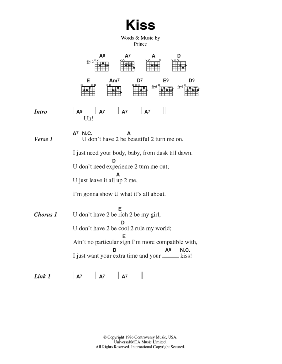 Kiss Kiss Acoustic Guitar scores gallery preview page 1