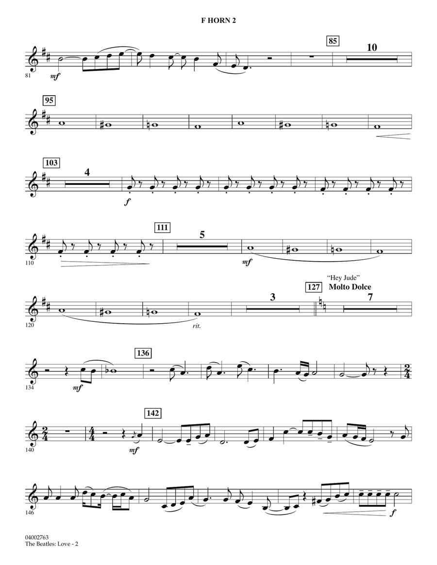 The Beatles: Love - F Horn 2 Concert Band scores gallery preview page 2