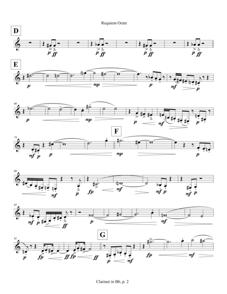 Requiem Octet (2015) for flute, clarinet, 2 bassoons, 2 trumpets, 2 trombones: clarinet in Bb part