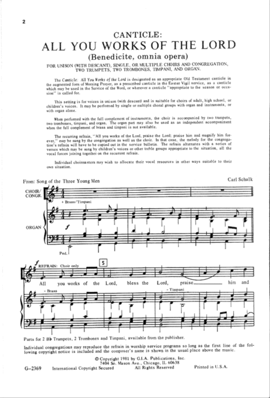 All You Works of the Lord | Download Edition Unison Choir scores gallery preview page 2