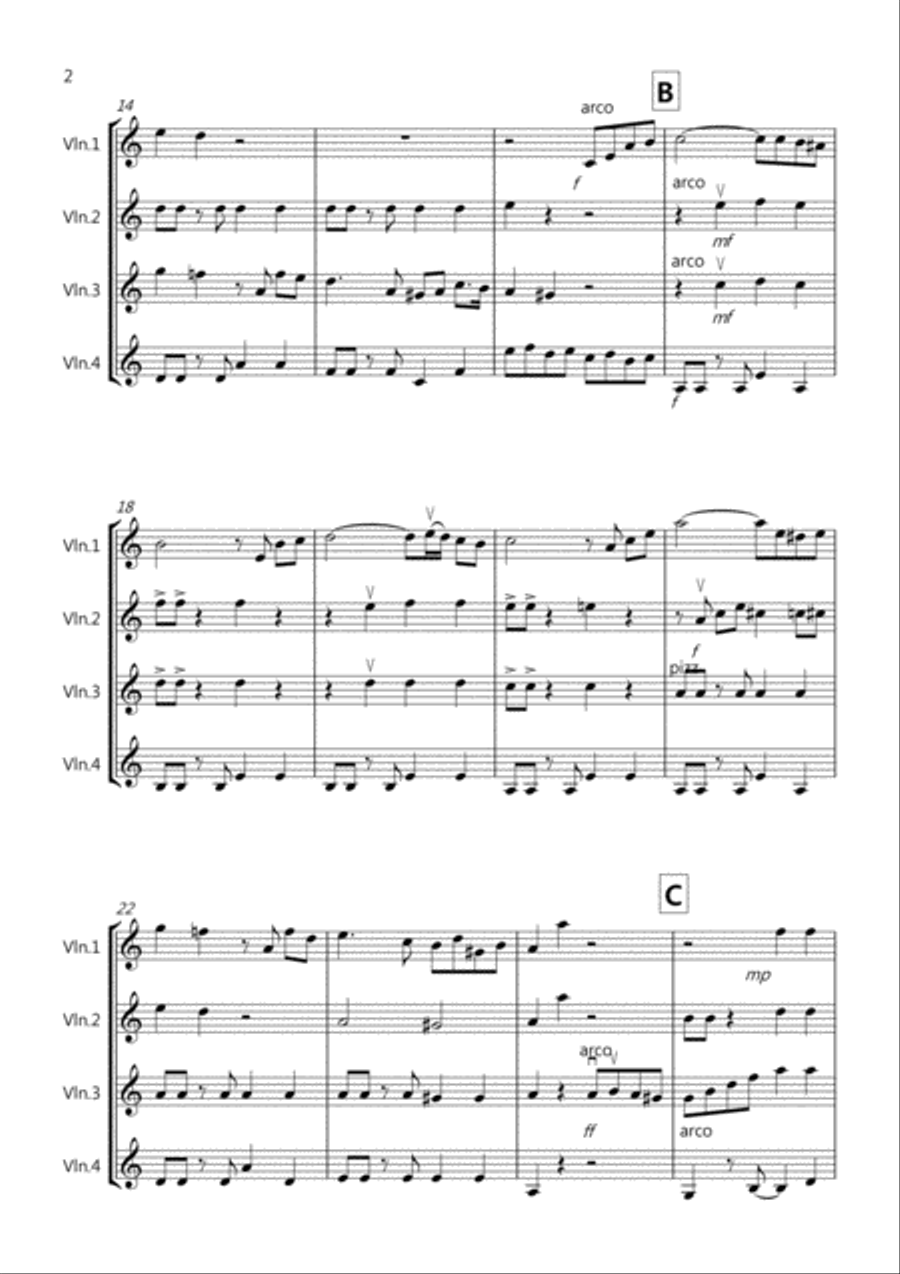 Tasty Tango for Violin Quartet Tasty Tango for Violin Quartet Violin Solo scores gallery preview page 2
