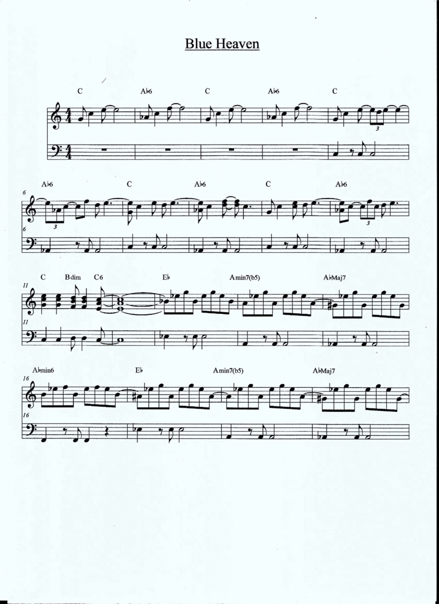 Blue heaven Blue heaven Easy Piano scores gallery preview page 1