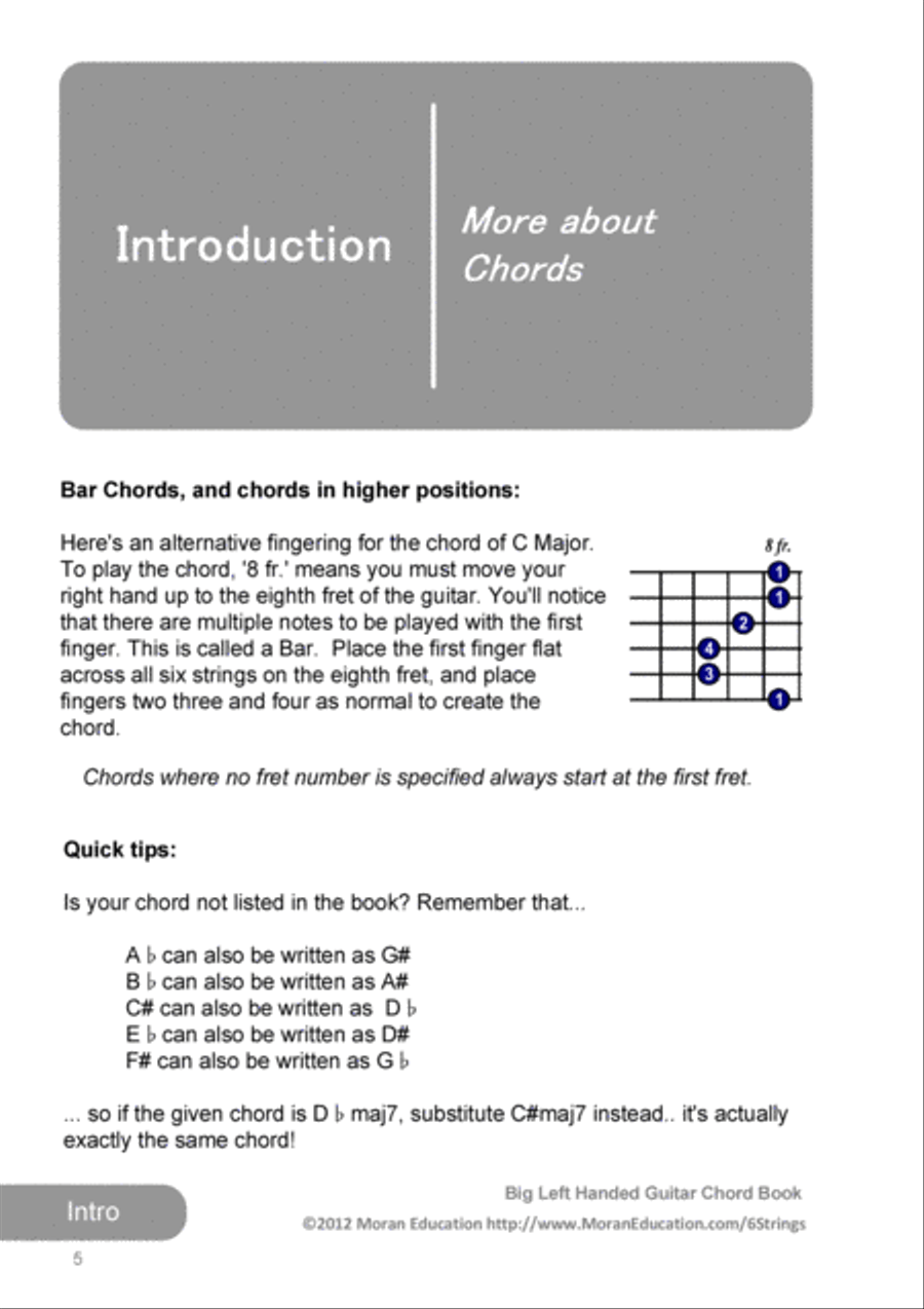 Big Left Handed Guitar Chord Book Guitar Solo scores gallery preview page 5