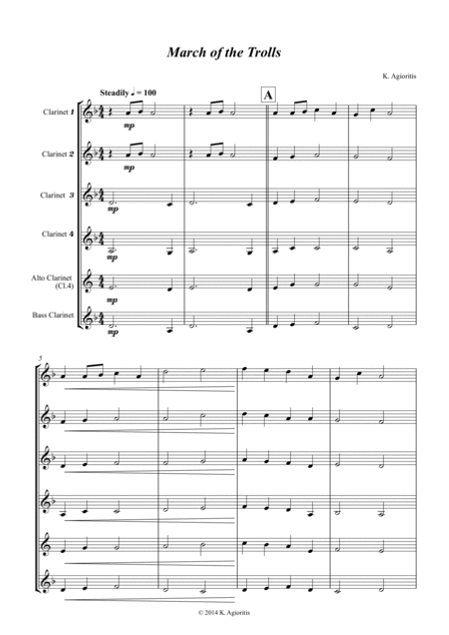 March of the Trolls - Clarinet Choir Clarinet Choir scores gallery preview page 4