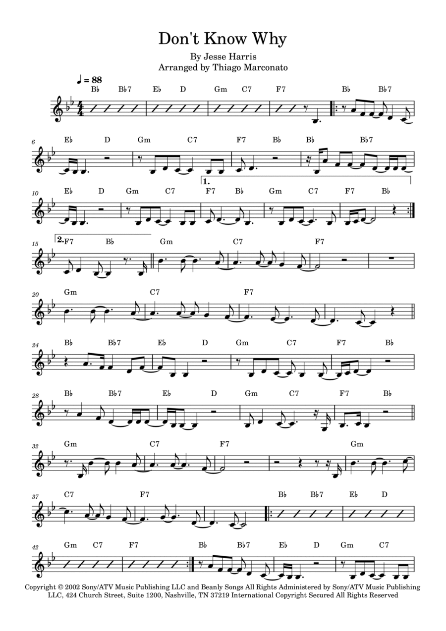 Don't Know Why Don't Know Why Piano scores gallery preview page 1