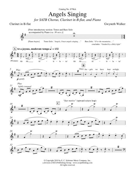 Angels Singing (Downloadable Clarinet Part)