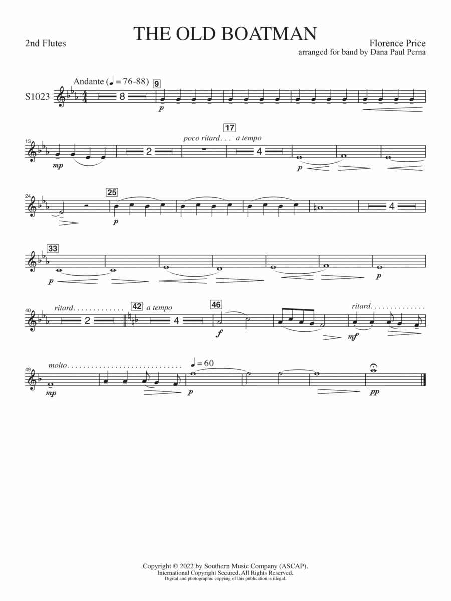 The Old Boatman - Flute 2 Concert Band scores gallery preview page 1