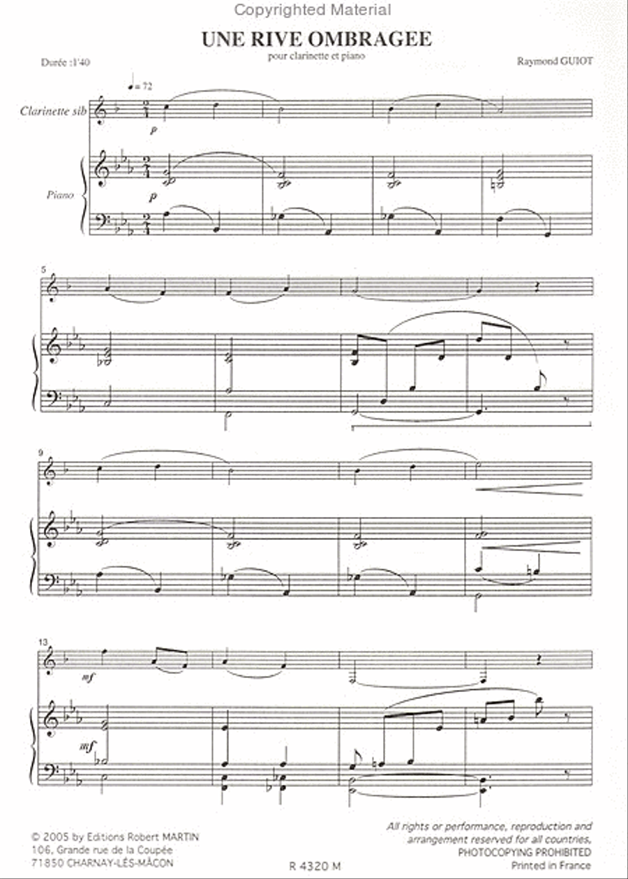 Une Rive ombragée Clarinet Solo scores gallery preview page 2